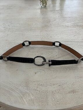 Brighton Black and Brown Chain-Link Accent Belt